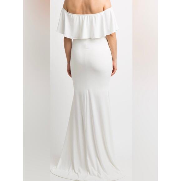 Pink Blush White Off the shoulder Maternity Dress - Picture 6 of 6